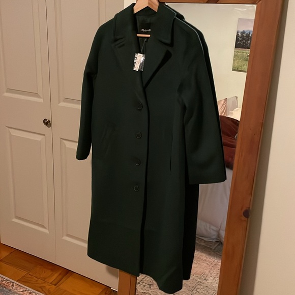 Women's Dark Green Wool Coat - Picture 10 of 10